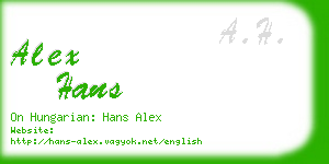 alex hans business card